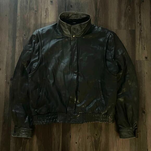 Vtg 80s Genuine Leather Moto Racers Jacket fits M - Picture 2 of 7